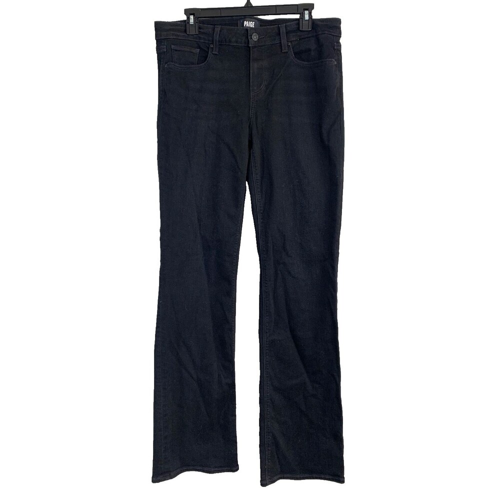 PAIGE Sloane Mid Rise Bootcut Jeans Black Caviar Size 31 Black Label 31x34.5